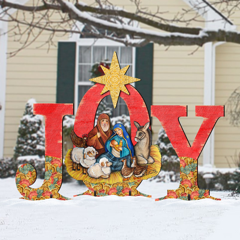 The Holiday Aisle® Joy Nativity Yard Lawn Art Wayfair